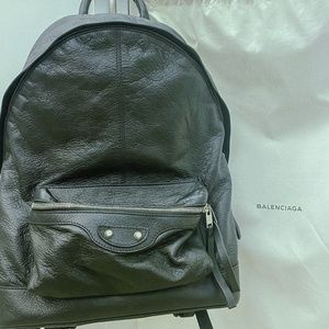 Balenciaga Classic Studs Black Leather Backpack